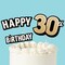 Big Dot of Happiness 30th Birthday Cake Topper Set, Black and Gold Happy 30th Birthday Party Decorations for Adult Milestone Celebrations